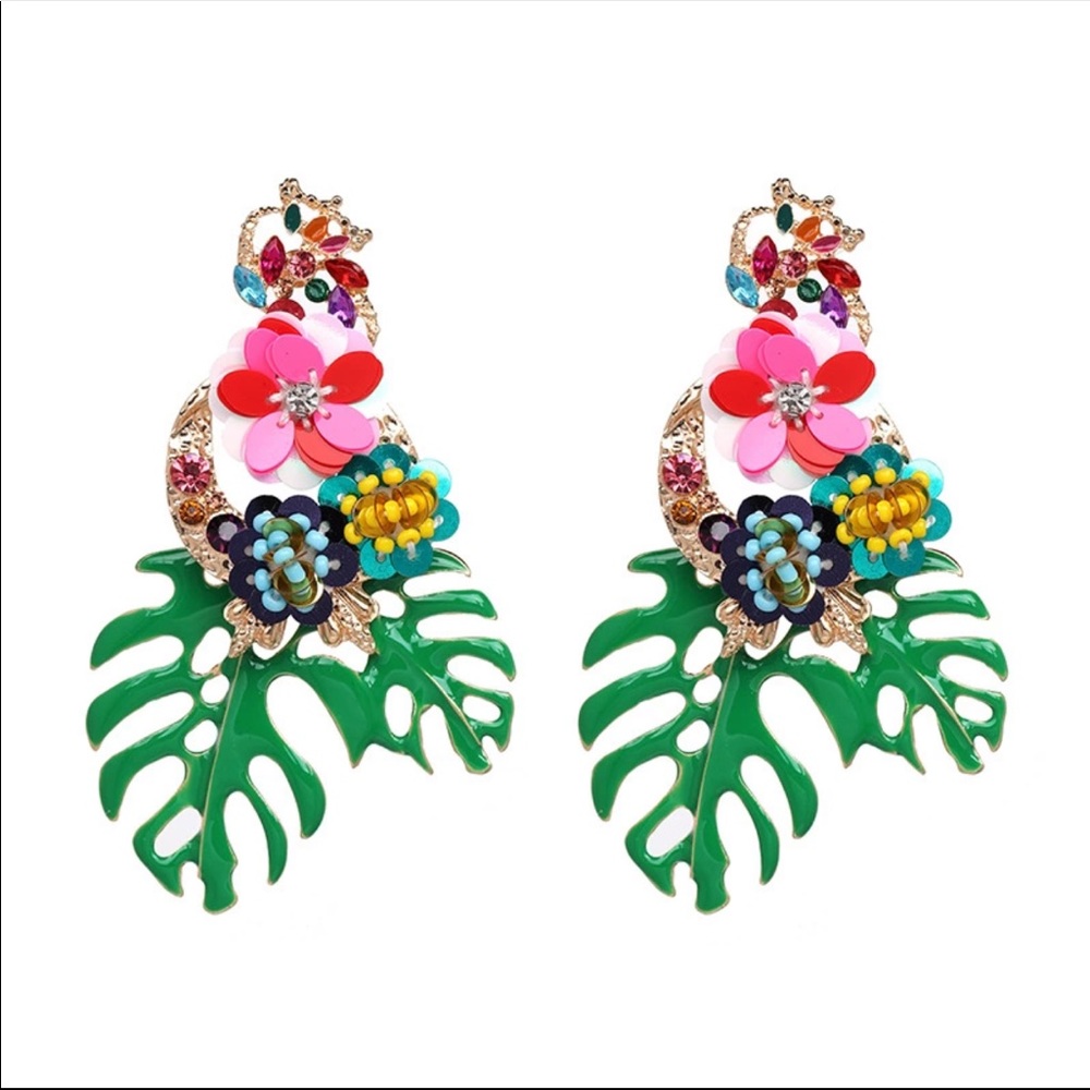 Zara Rio Monstera Earrings - Picture 2 of 7